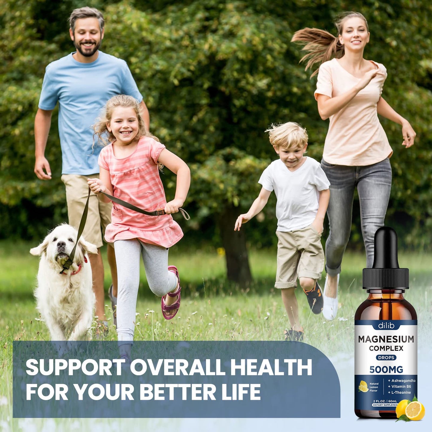 Magnesium Glycinate Liquid Drops, Triple Magnesium Complex Supplement with Citrate, Malate 500mg Ashwagandha, L-Theanine, Vitamin B6 for Sleep, Calm, Stress Relief, Bone, Muscle, Mood - Lemon Flavor
