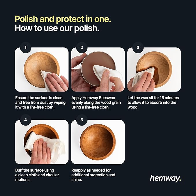 Hemway Premium Dark Oak Beeswax Furniture Wax Polish 200ml / 6.8fl oz | & 2 Lint-Free Cloths | Natural Polish and Protect for Modern & Antique Wood and Chalk Furniture Paint