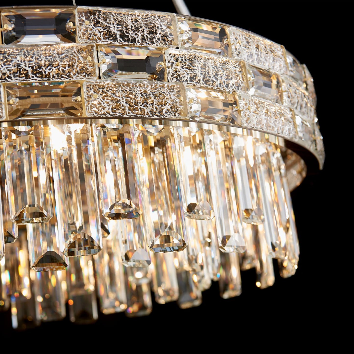 SHAOCHIAO Modern Crystal Chandelier,8-Light Gold Chandelier Light Fixture Luxury K9 Crystal Oval Pendant Ceiling Light Fixture for Dining Living Room Kitchen Island Bar (D22.8Inch)