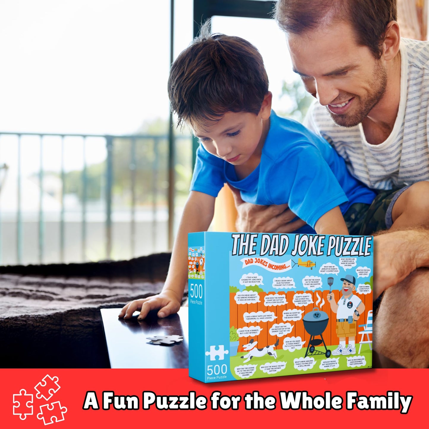 Fathers Day Dad Gifts - 500 Piece Dad Joke Puzzle - Jigsaw Puzzles for Adults, Gifts for Fathers and Dads, White Elephant Presents, Stocking Stuffers, 50th, 60th Birthday Gift Ideas, Father's Day
