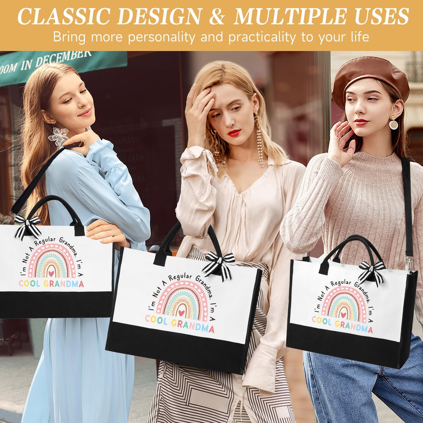 iAOVUEBY Grandma Gifts for Women Birthday Mothers Day Gifts Set from Granddaughter Grandson Grandchildren, Canvas Tote Bag Gift Basket Thanksgiving Ideas Gift for Grandmother