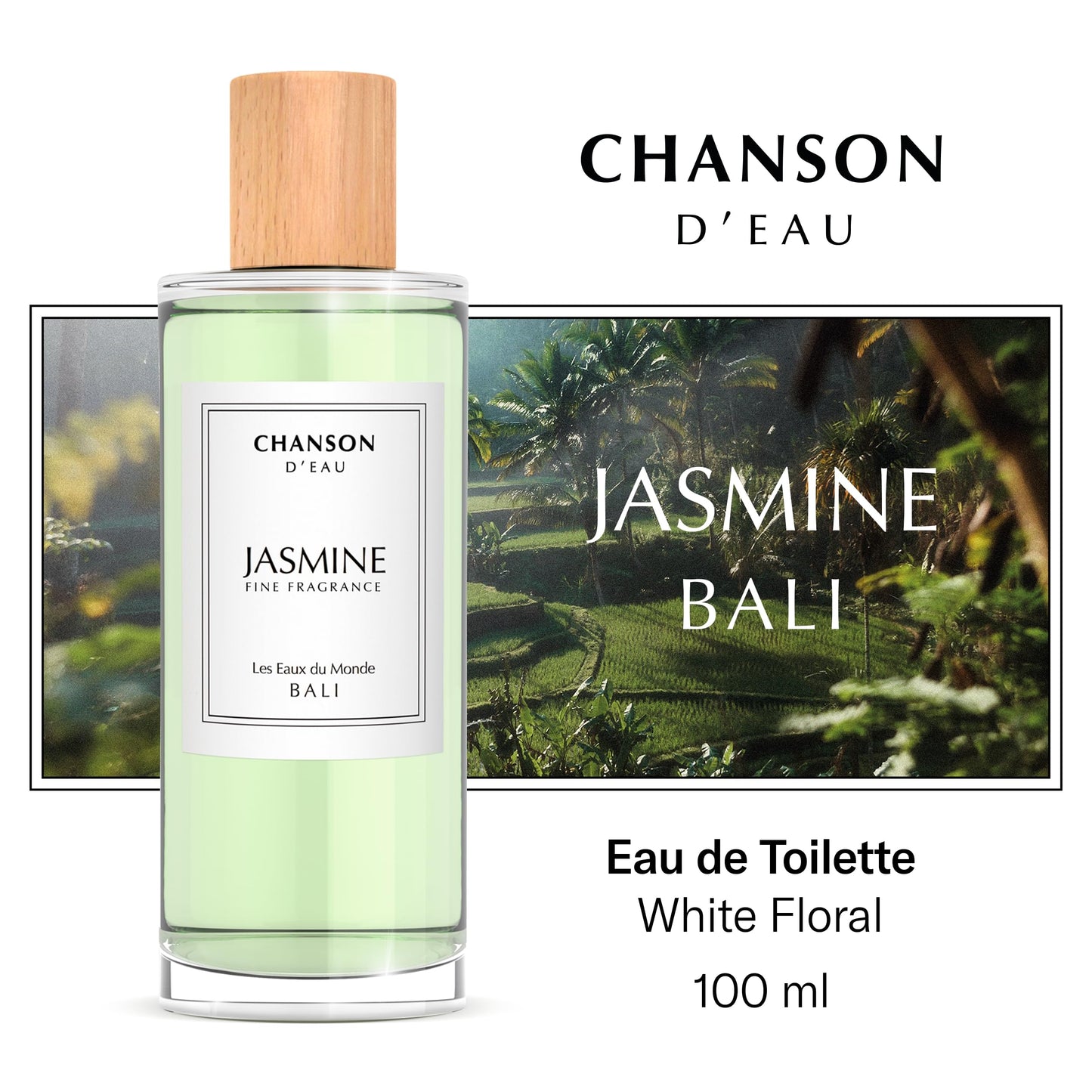Chanson Jasmine Eau de Toilette 3.4 fl oz (Pack of 1), Notes of Jasmine, Tuberose, and Vanilla, Women's Fragrance, Long Lasting, Everyday Fragrance, Travel Size