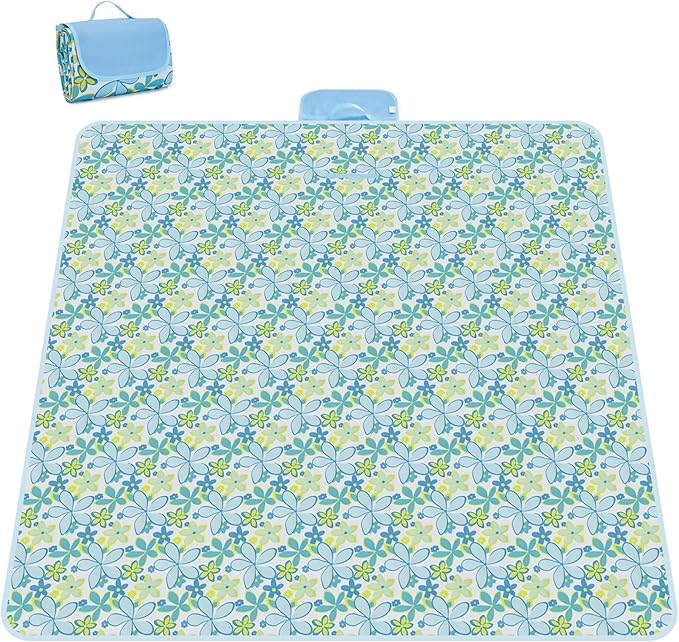 Lacabin Picnic Blanket 77 x 79 Inches Waterproof Oxford Fabric Picnic Blanket Portable and Foldable Outdoor Mat for Campin...
