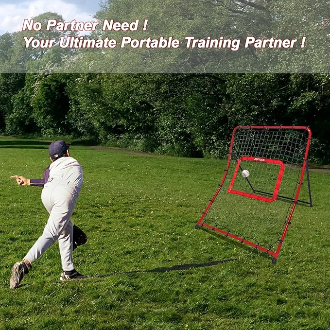 Zonlolo Baseball Pitchback Net, Rebounder Net, Pitching Return Trainer,Three Angles Without Adjusting, Perfect for Solo Playing Catch