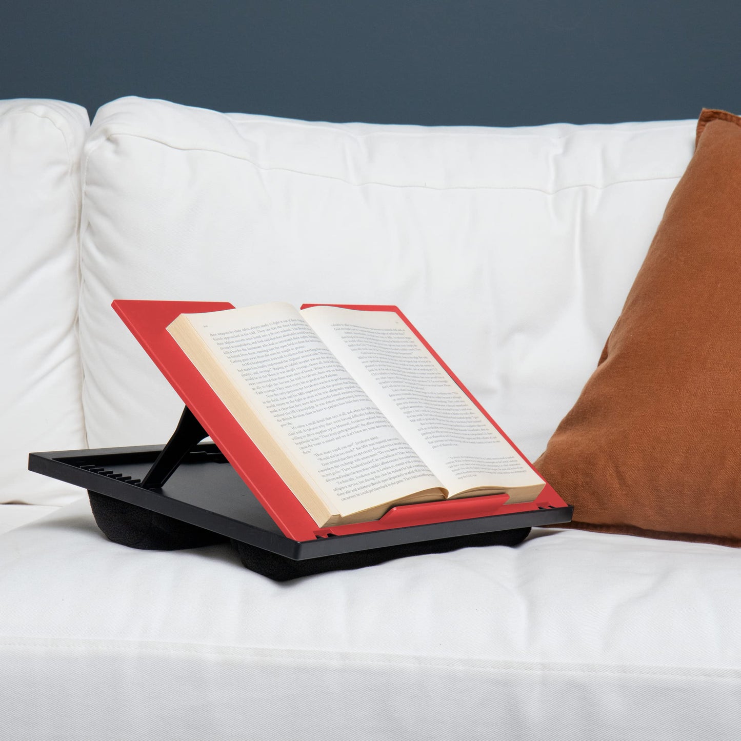 Mind Reader Lap Desk Laptop Stand, Bed Tray, Collapsible, Cushion, Portable, Dorm, Plastic, 14.75" L x 11" W x 7.3" H, Red