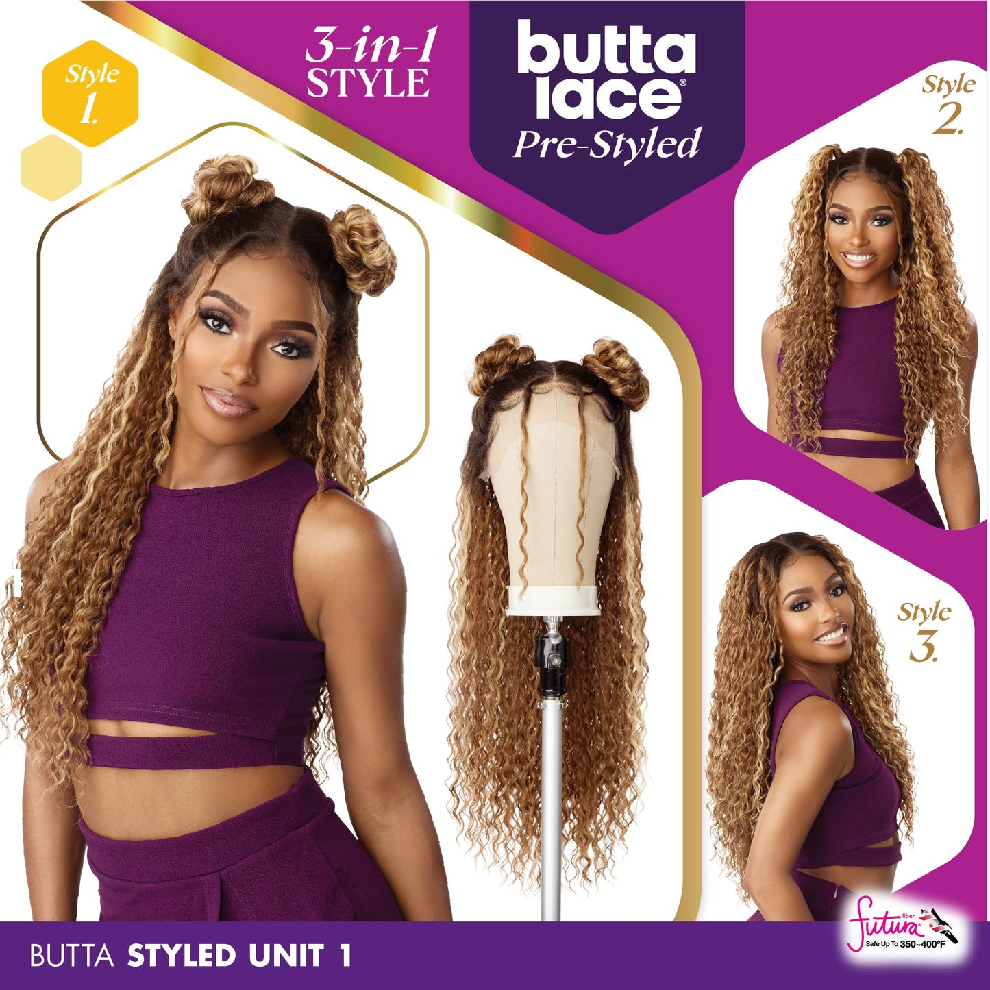 Sensationnel Butta Lace Prestyled Wigs - Unit 1 Glueless Hand Tied Deep Lace Part Synthetic Preplucked Hairline (FLAMBOYAGEBLOND