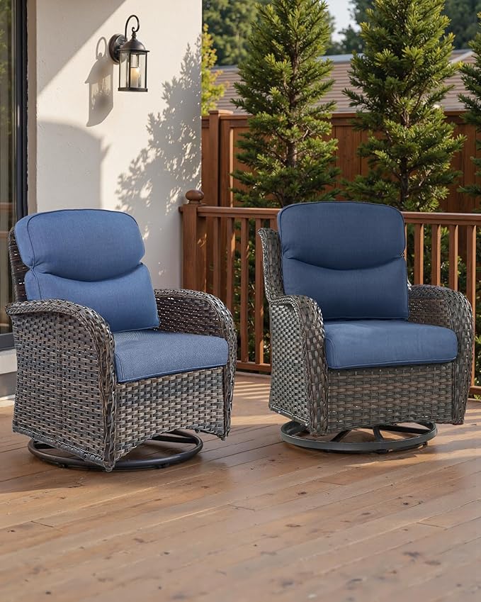 ACTREST Pop 22x25/22x24 Outdoor Furniture Cushions Set of 6 - Comfortable Patio Chair Cushion for Rattan Wicker Dining Rocking Swivel Chairs Loveseat Couch L-Shape Sectional Sofa - Navy Blue/Smile