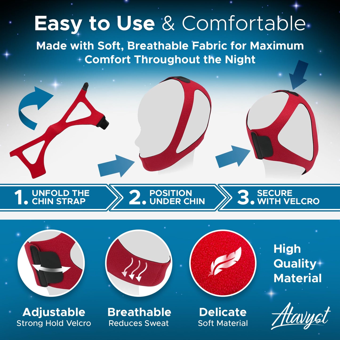 Ruby Style - Chin Strap for Sleeping - Chin Strap for CPAP Users - Keep Mouth Closed While Sleeping - Anti Snoring Chin Strap for Men and Women - Snore Stopper - Snoring Solution -Sleep Aid
