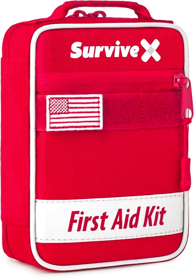 SurviveX Small First Aid Kit for Car, Travel & Home - Emergency Kit for Hiking, Camping, Backpacking and Outdoors - Includ...