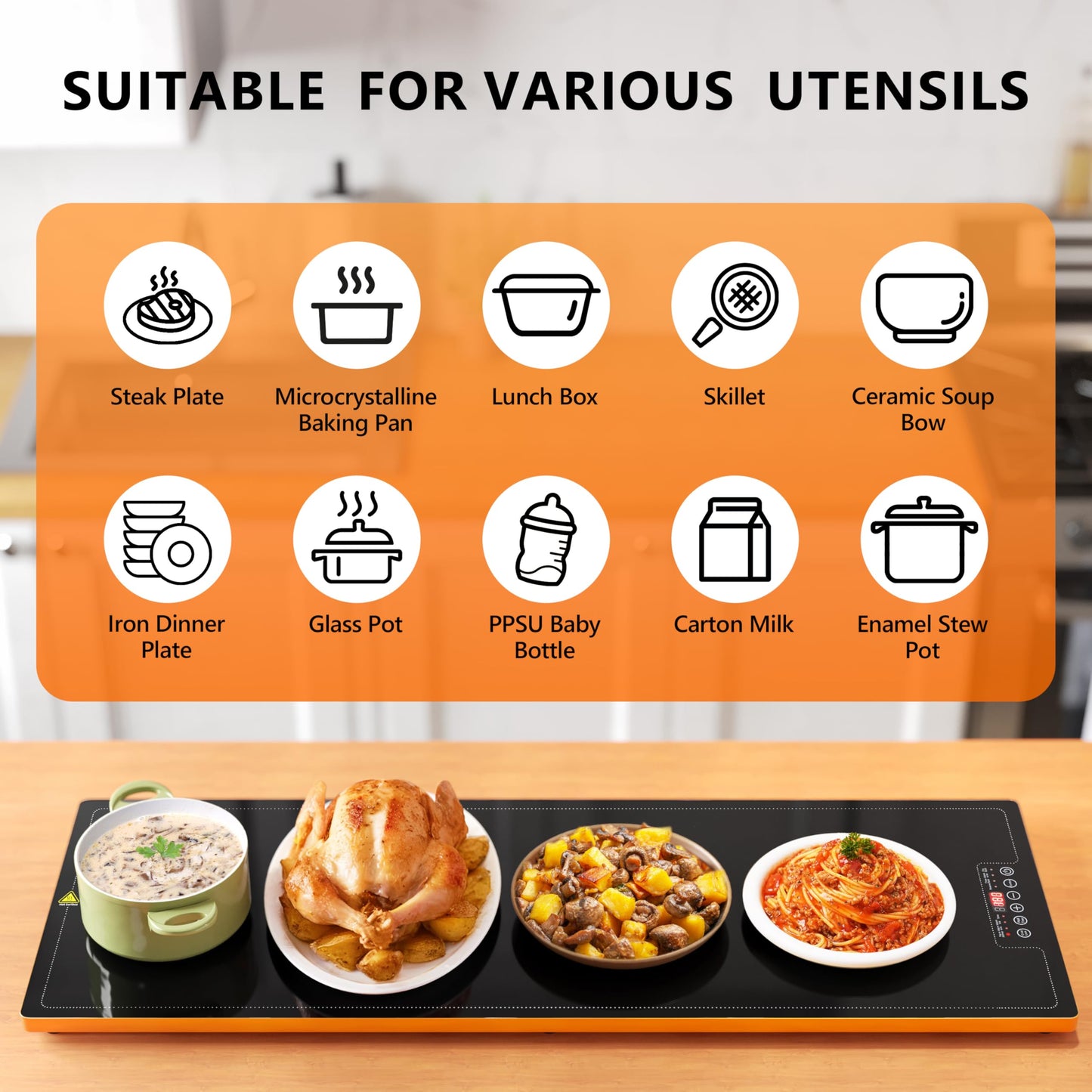Neatsure Food Warming Tray for Parties Buffet, 55"x14" Extra Large Warmer Mat with 9 Level Temperature, Thermostat and Full Surface Heating, Food Heater for Catering Gathering