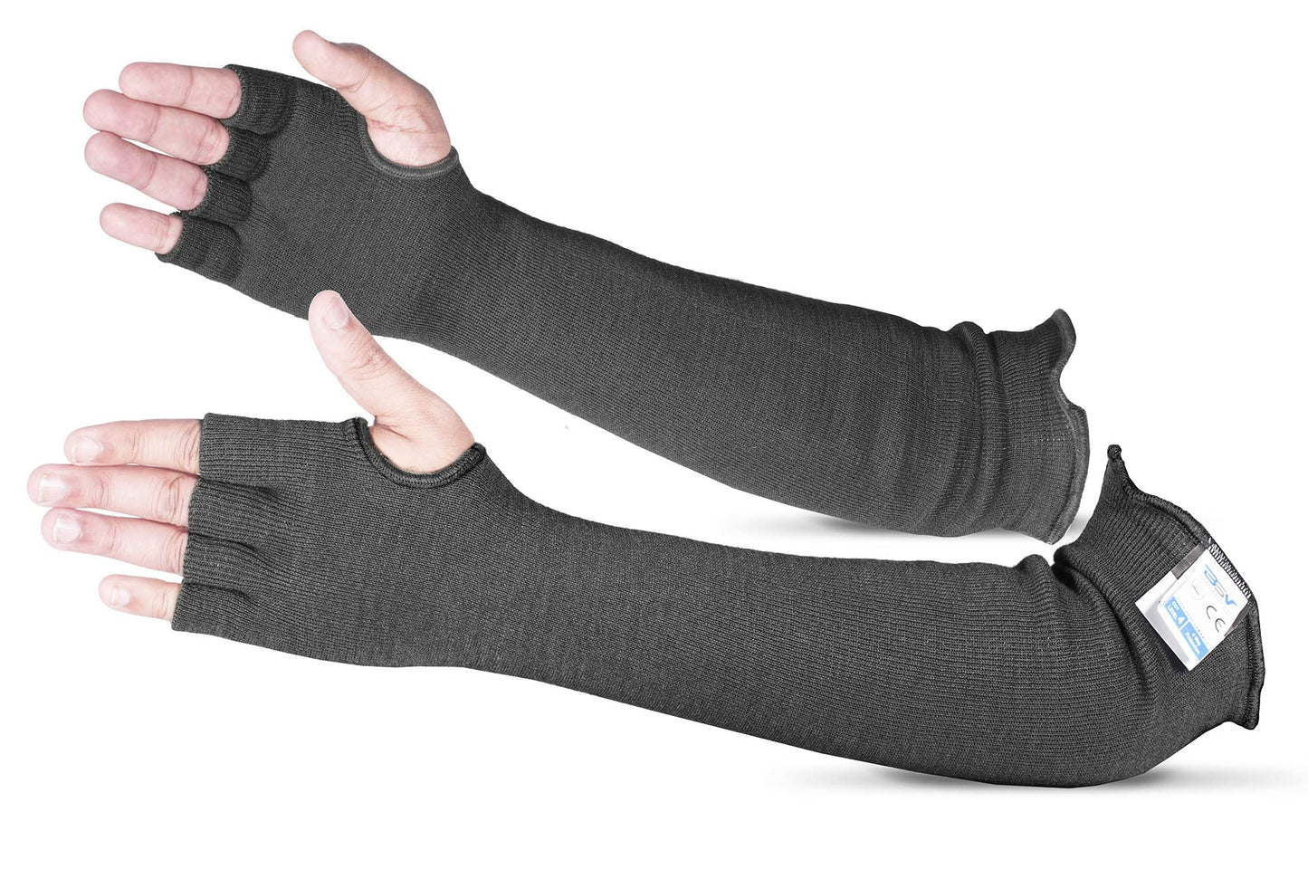 BSV Kevlar Arm Protection Sleeves with Finger Opening - Cut, Scratch, Stab, Bite and Heat Resistant - Unisex, 18 Inches, Black, 1 Pair