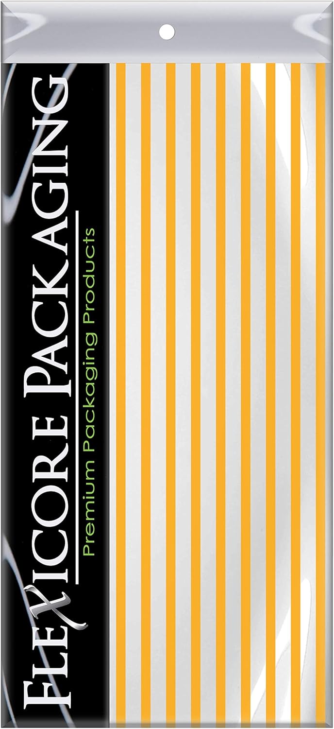 Flexicore Packaging Tangerine Orange Pin Stripe Print Gift Wrap Tissue Paper Size: 15 Inch X 20 Inch | Count: 50 Sheets | Color: Tangerine Pin Stripe