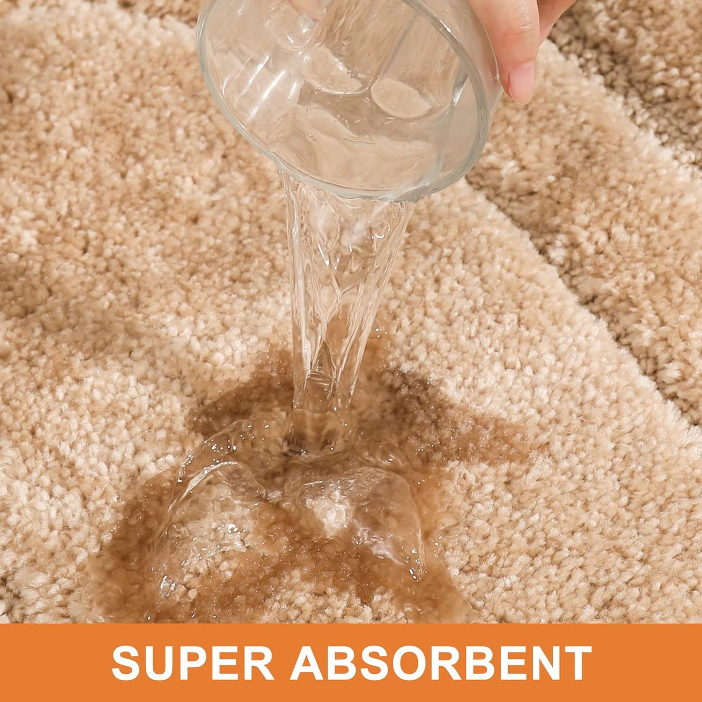 BEQHAUSE-Bathroom-Rug-Non-Slip-Bath-Mat-Soft and Absorbent Shower Mat Polyester Bath Mats for Bathroom Machine Washable Bath Rugs Beige Bathrooms Rug for Shower Sink Bathtub,16"x24"