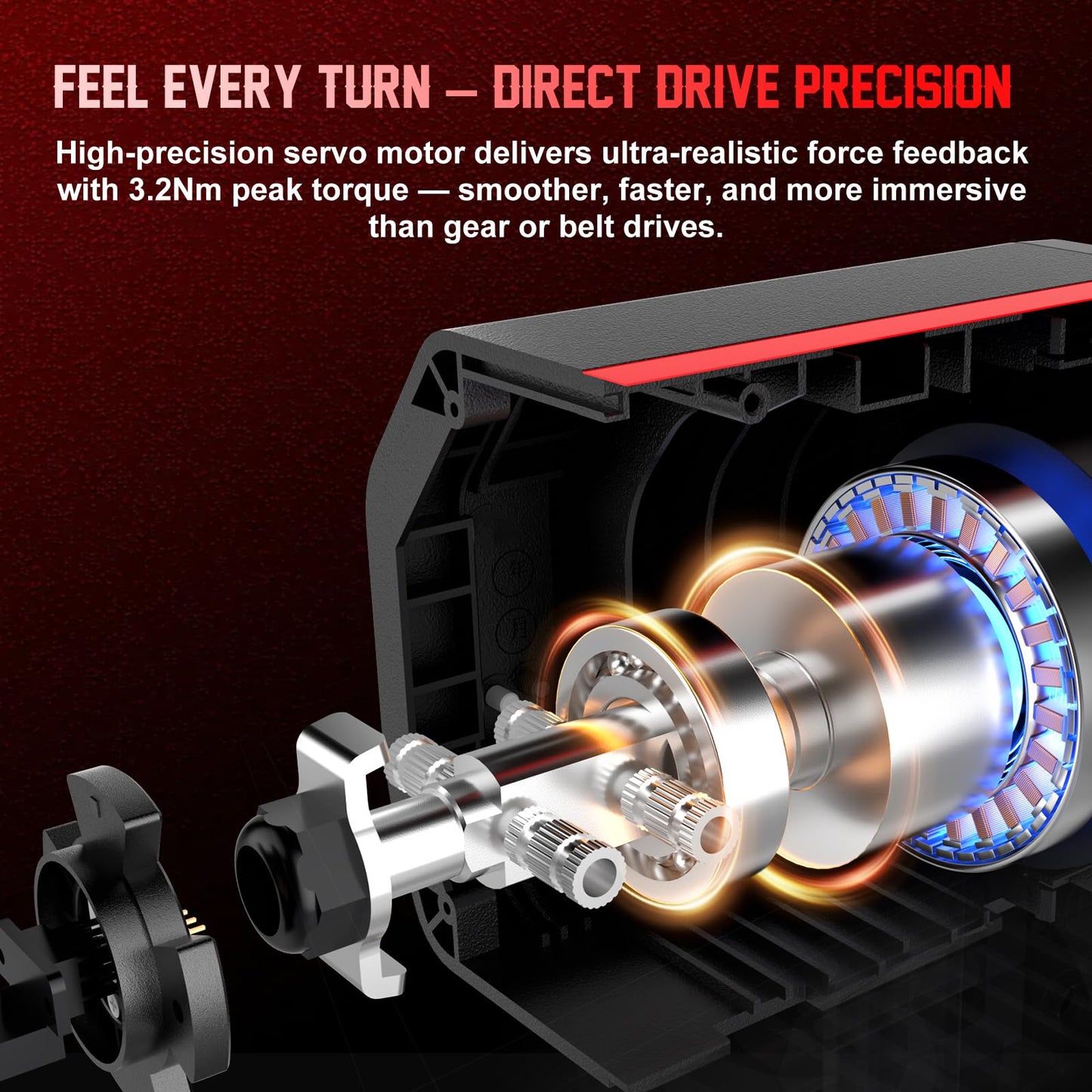 PXN V10 Ultra Direct Drive Racing Wheel, 3.2Nm Force Feedback, Hall Effect Metal Pedals, 4 Aluminum Paddle Shifters, Sim Racing Wheel for PC, PS4, Xbox Series X|S & Xbox One