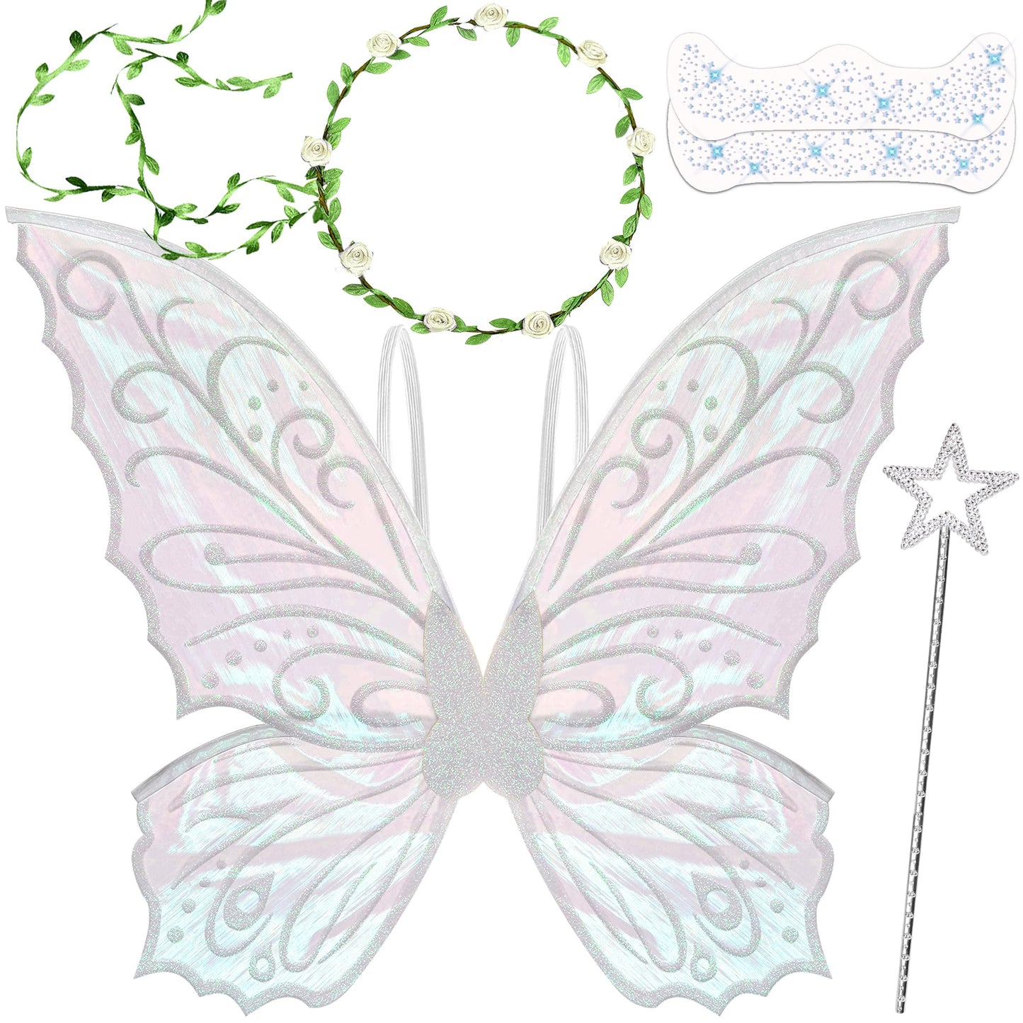 U-Zomir Fairy Wings Costume for Women and Girls, Sparkle Butterfly Angel Wings Halloween Costume Dress up Cosplay Party Favor