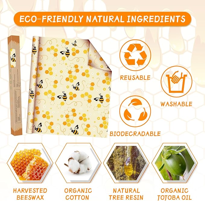 Beeswax Wraps for Food Roll(13x39inch), Organic Beeswax Wrap Beeswax Food Wraps Reusable Food Wrap Sustainable Beeswax Paper Beeswax Sandwich Wrap Beeswax Storage Beeswax Cloth Beeswax Food Wrappers