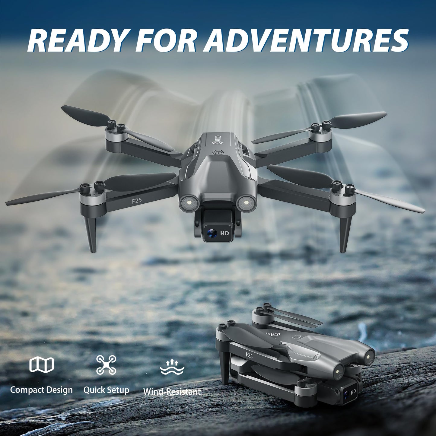 Contixo F25 GPS Drone for Adults with 1080p HD Camera, 4.3" FPV RC Screen Included, Waypoint Flight, Orbit Mode, Selfie Mode, Altitude Hold, 16 Min Flight, Carrying Case, Landing Pad, 5.9oz/167g