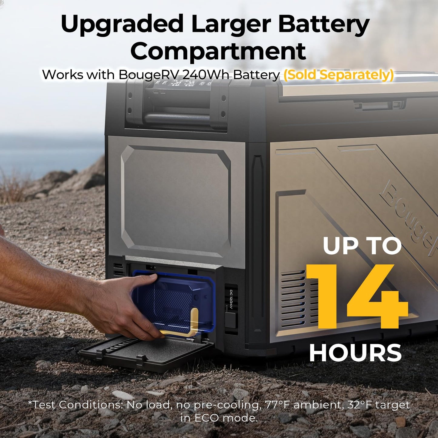 BougeRV 12 Volt Portable Refrigerator, 69 Quart Dual Zone Car Fridge Freezer with APP Control, Compressor Cooler 12/24V DC, 110~240V AC for Overlanding, Camping, Travel, RV(2026 New Model: Rocky V3.0)