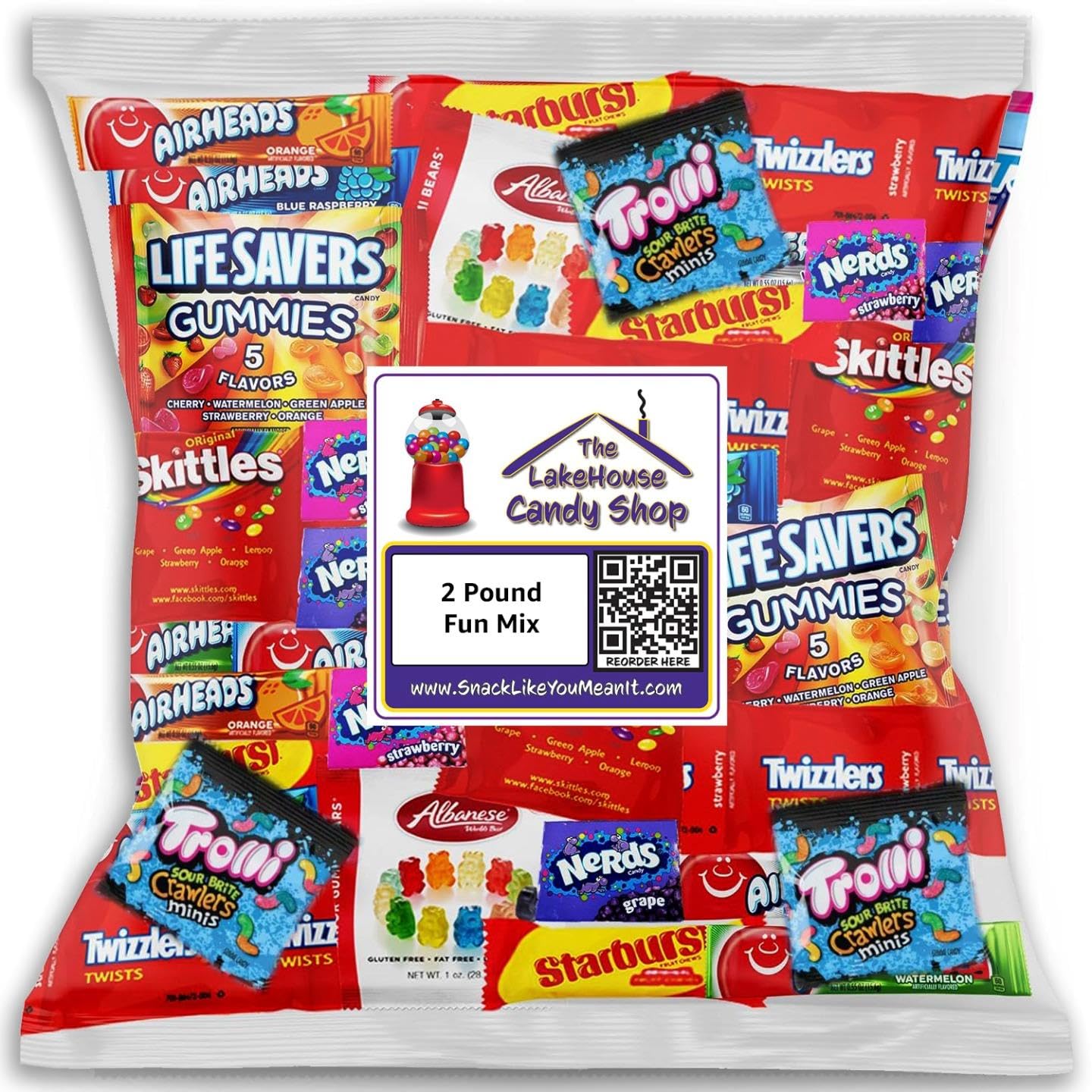 Mixed Candy Assortment Bag Bulk - 2 Pound Assorted Candy Variety Pack - Individually Wrapped - Fruity, Sour, Gummy, and Chewy Treats - Perfect for Party Favors and Pinata Stuffers by The LakeHouse