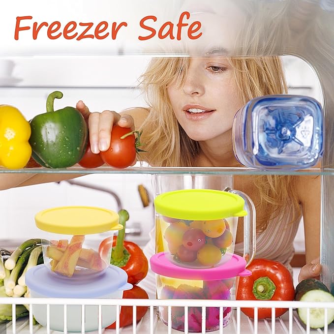 2 Cup Silicone Replacement Lids Storage Cover for Pyrex 7200-PC Glass Bowls (Container not Included) 8 Pack Microwave, Dishwasher and Freezer Safe