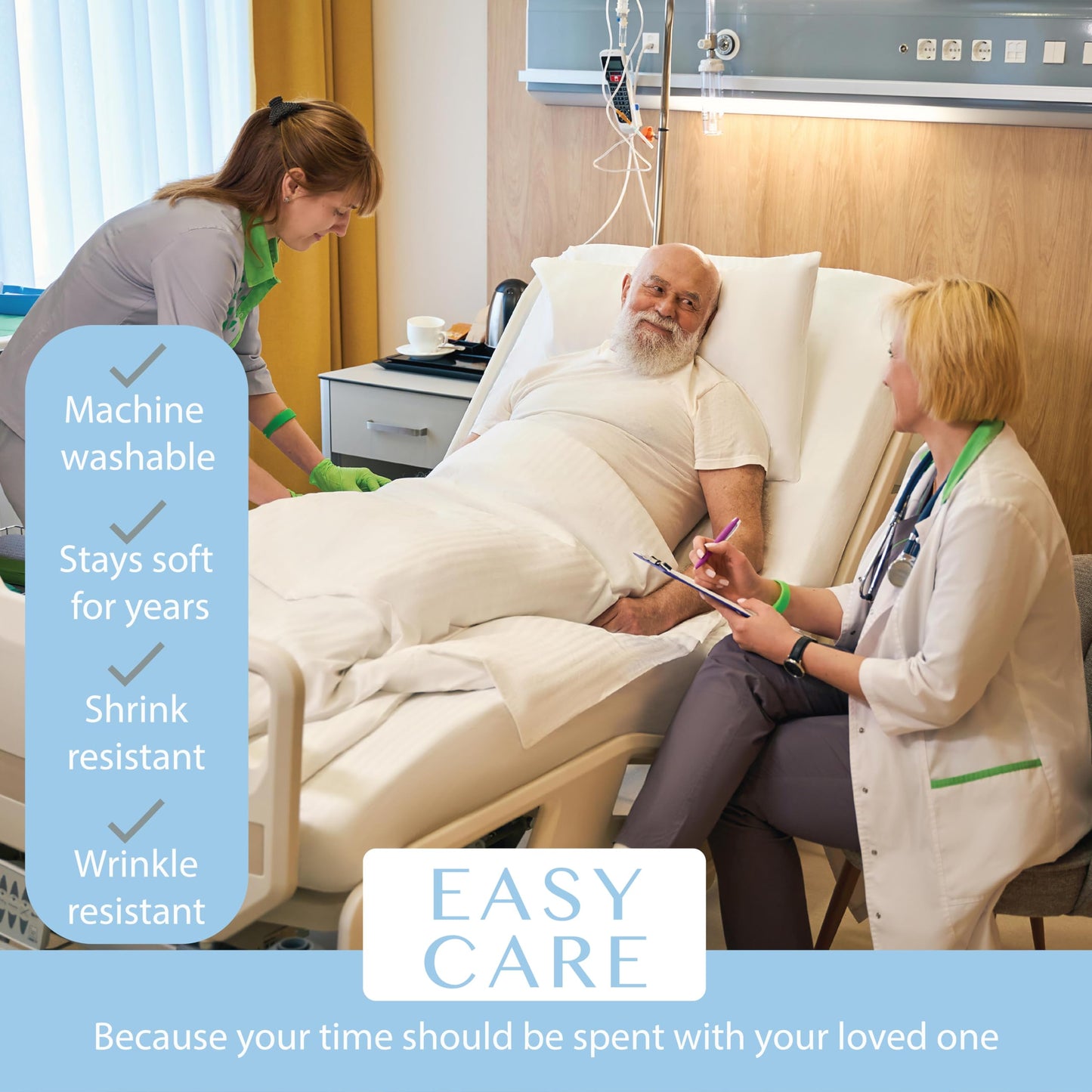 BLISSFORD - 4 Pack Fitted Hospital Bed Sheets with Elastic All Around for a Cotton Rich Soft Knitted Jersey Sheet, 36” x 84” x 12”