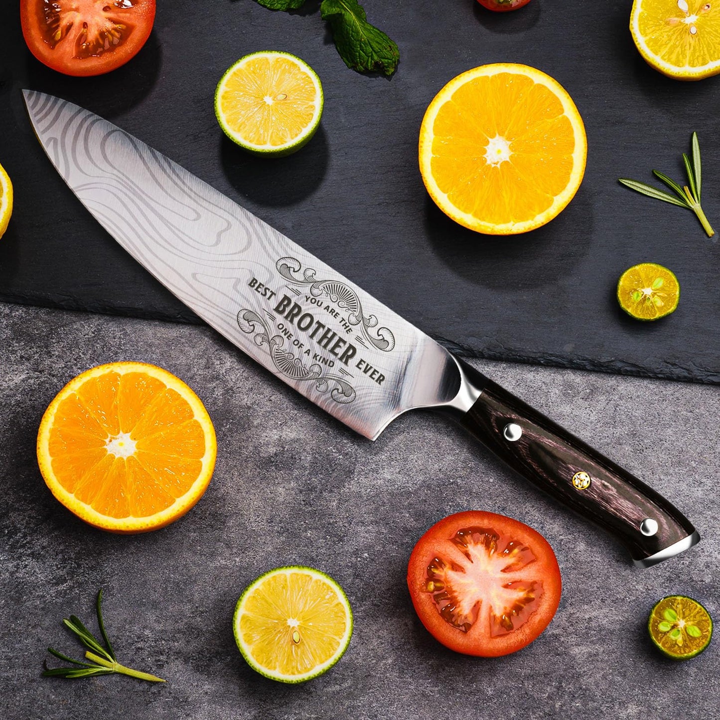 Funistree Gifts for Brother Men Christmas, Kitchen Cooking Knife Brother Gifts for Birthday, 8 inch Professional German High Carbon Stainless Steel Chef Knife, Brother Gifts Xmas Stocking Stuffers