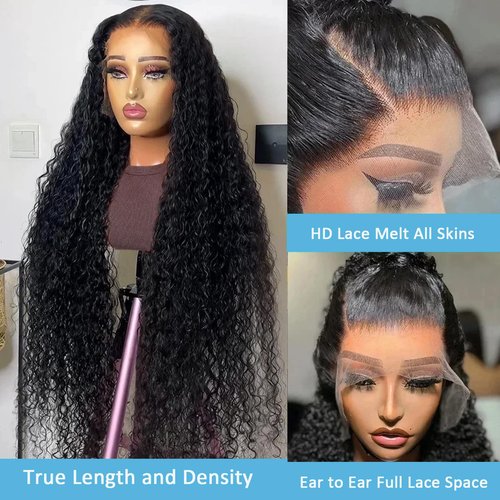 UWLK Deep Wave Lace Front Wigs Human Hair Pre Plucked 200 Density 13x6 HD Lace Frontal Wig for Women Wet and Wavy Lace Front Wigs Human Hair 20 Inch