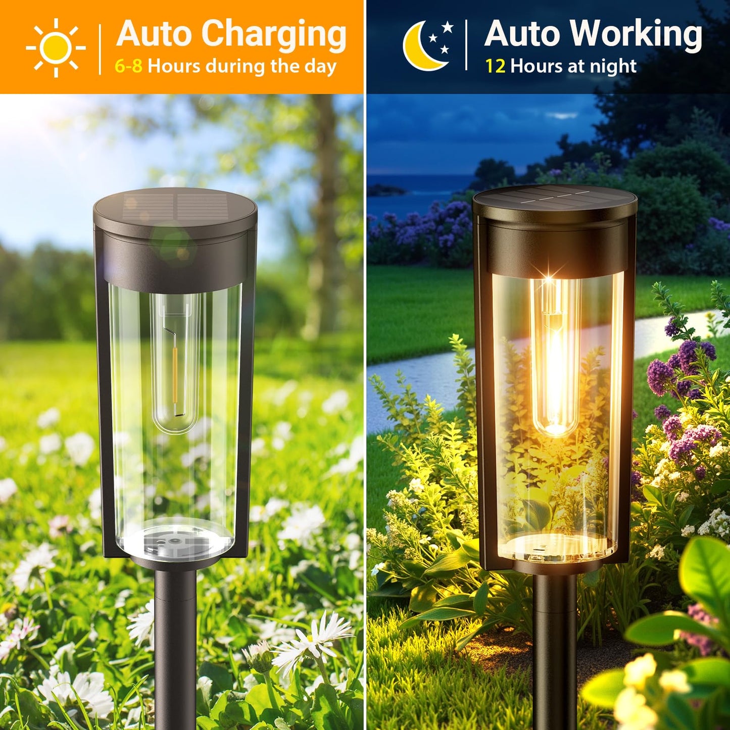 LETMY Solar Pathway Lights Outdoor, Upgraded 8 Pack Solar Lights Outdoor, IP65 Waterproof Auto On/Off Solar Landscape Path Lights Outdoor Solar Lights for Yard Outside Garden Lawn Walkway Driveway