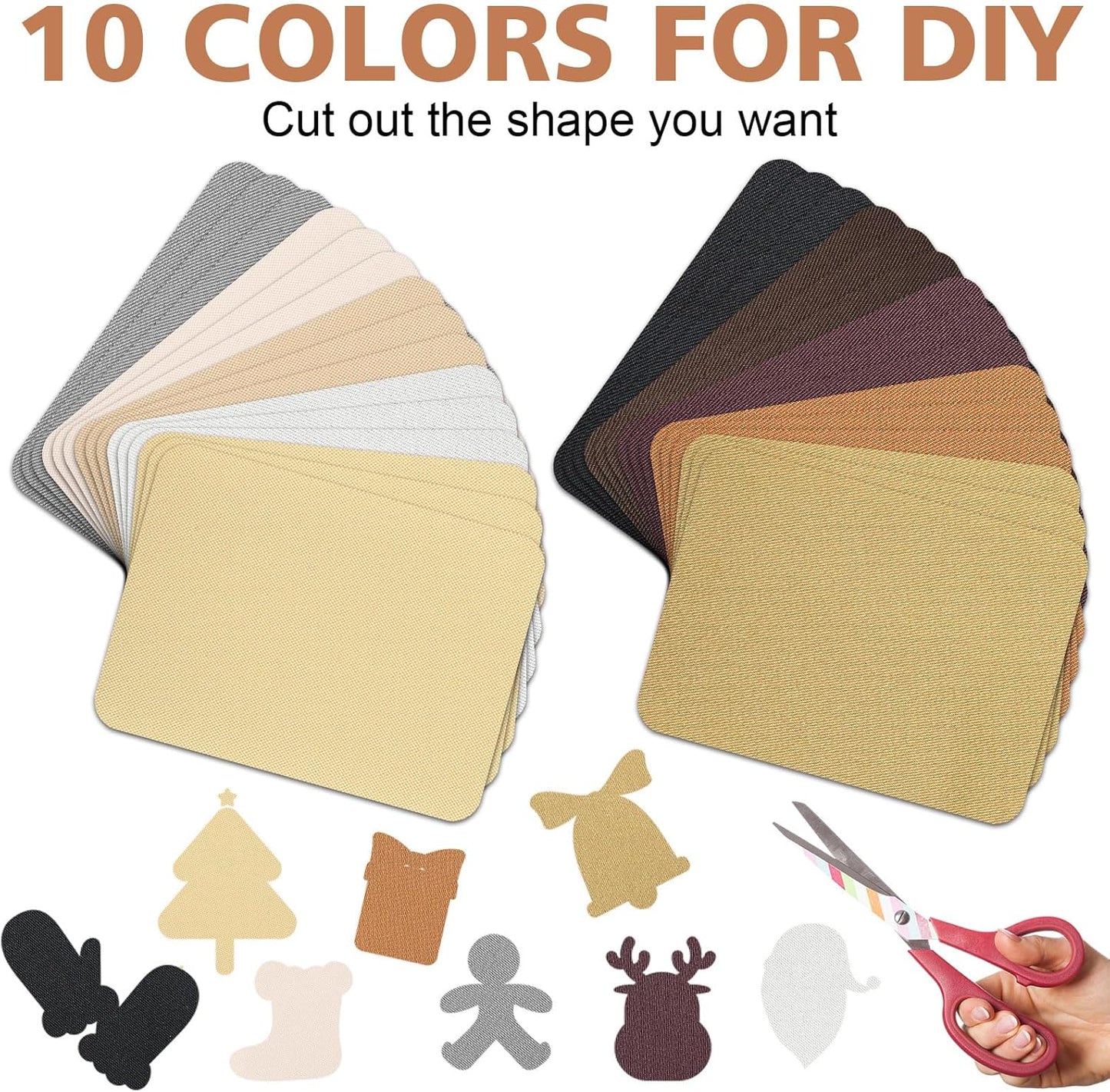 Tatuo 30 Pieces Iron on Patches for Clothing Repair Fabric Patches Iron on for Denim Jean Repair Decorating Kit Canvas Fabric for Puffer Down Jacket(Regular Color)