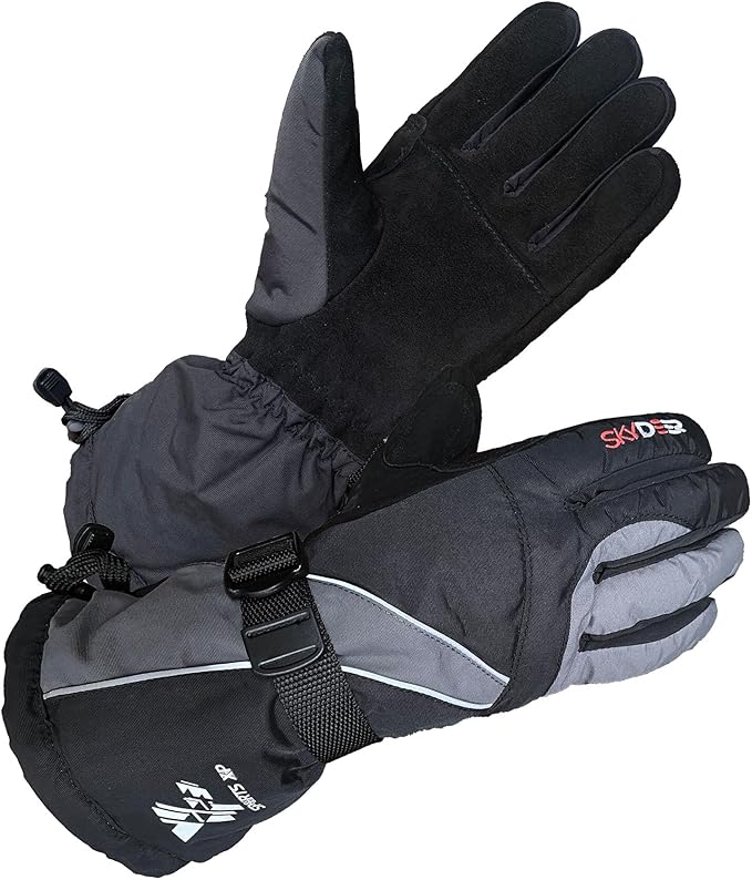 SKYDEER 100% Waterproof and Premium Deerskin Suede Leather Ski Gloves with 150G 3M Thinsulate Lining, Ultra Soft & Durable...