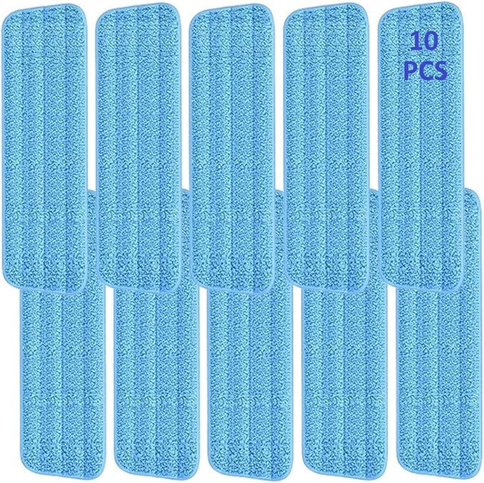 10 Pcs Reusable Mop Pads,16.5 Inch Microfiber Wet Dry Floor Clean Mop Pad Refill Compatible with Swiffer PowerMop Bona Mop & Other 13-16 Inch Spray Mop