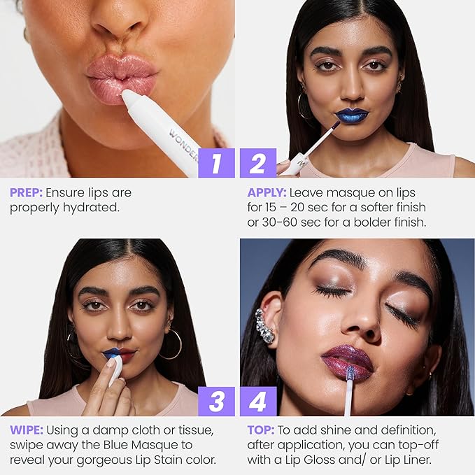 Wonderskin Wonder Blading Lip Stain Peel Off Masque, 2 Pack - Long Lasting, Waterproof and Transfer Proof Matte Nude Lip Tint Stain (Bella Masque)