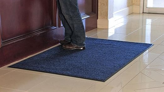 Guardian Platinum Series Indoor Wiper Floor Mat, Rubber with Nylon Carpet, 4'x10', Blue