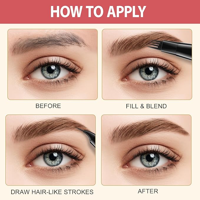 LAVONE Eyebrow Pen, 2-in-1 Eyebrow Pencils for Women with 4 Tip Microblading Eyebrow Pencil and Curved Precise Brow Pencil, Waterproof Eyebrow Pencil Create Full, Natural Hair-Like Brows, Blonde
