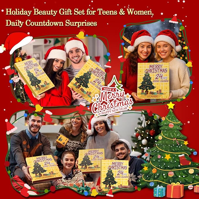 UCANBE Makeup Advent Calendar 2025, 24 Days Christams Makeup Sets For Women Gift, 2025 Xmas Countdown Calendar 24 Individually Boxed Full Make Up Kits For Teens Beauty Gift