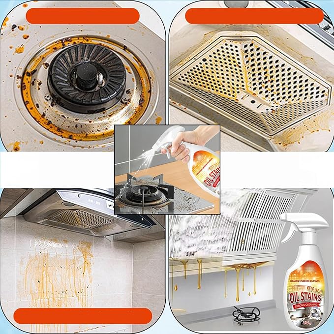 Clean Kitchen Up Oil Stains Spray,Fiell Heavy-Duty Kitchen Degreaser Foam Cleaner,Multi functiona Oil & Stain Foam Remover Spray,For Oven, Counter Tops Stove Range Hood (1pcs)