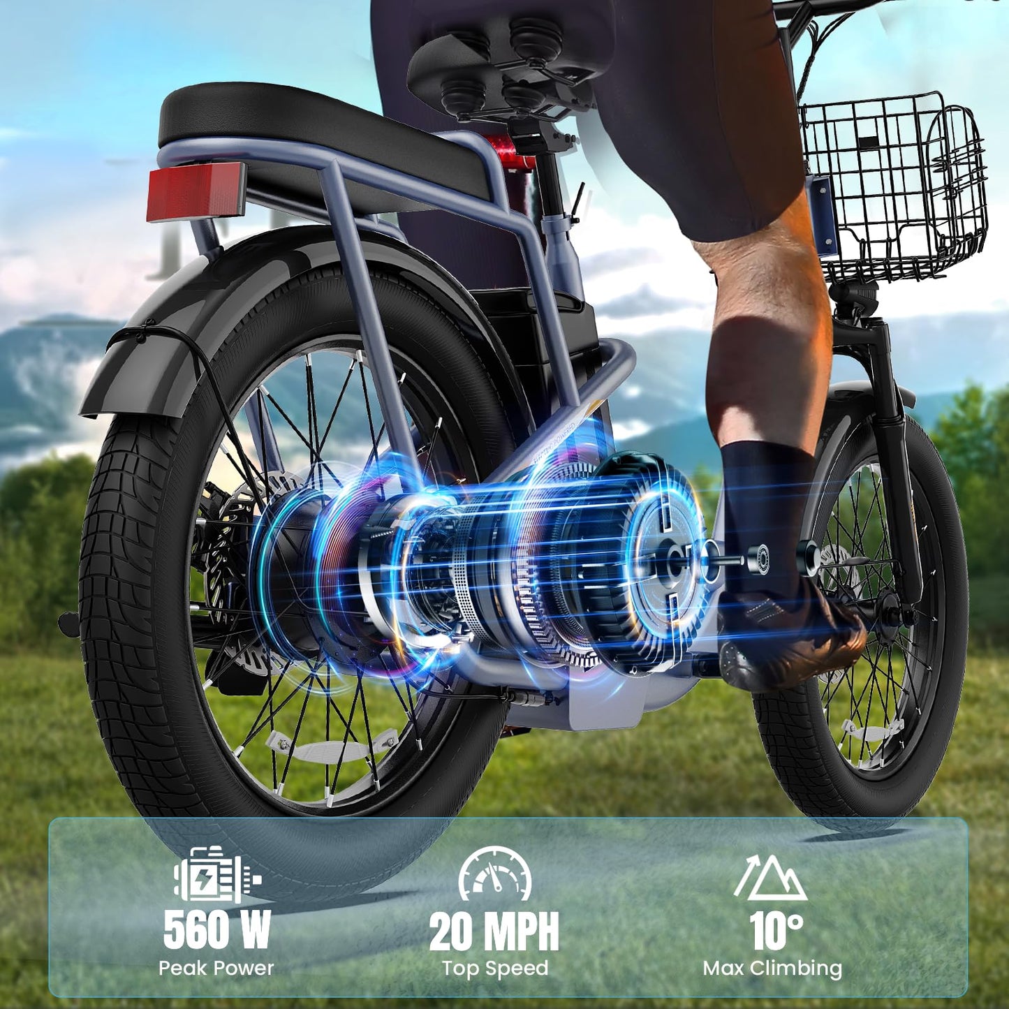 Caroma Peak 500W Electric Scooter with Seat, 20" X 3" Off-Road Tires, 36V Battery, 15Miles Range, 20MPH Top Speed, Adjustable Electric Scooter for Adults with Basket(Gray)
