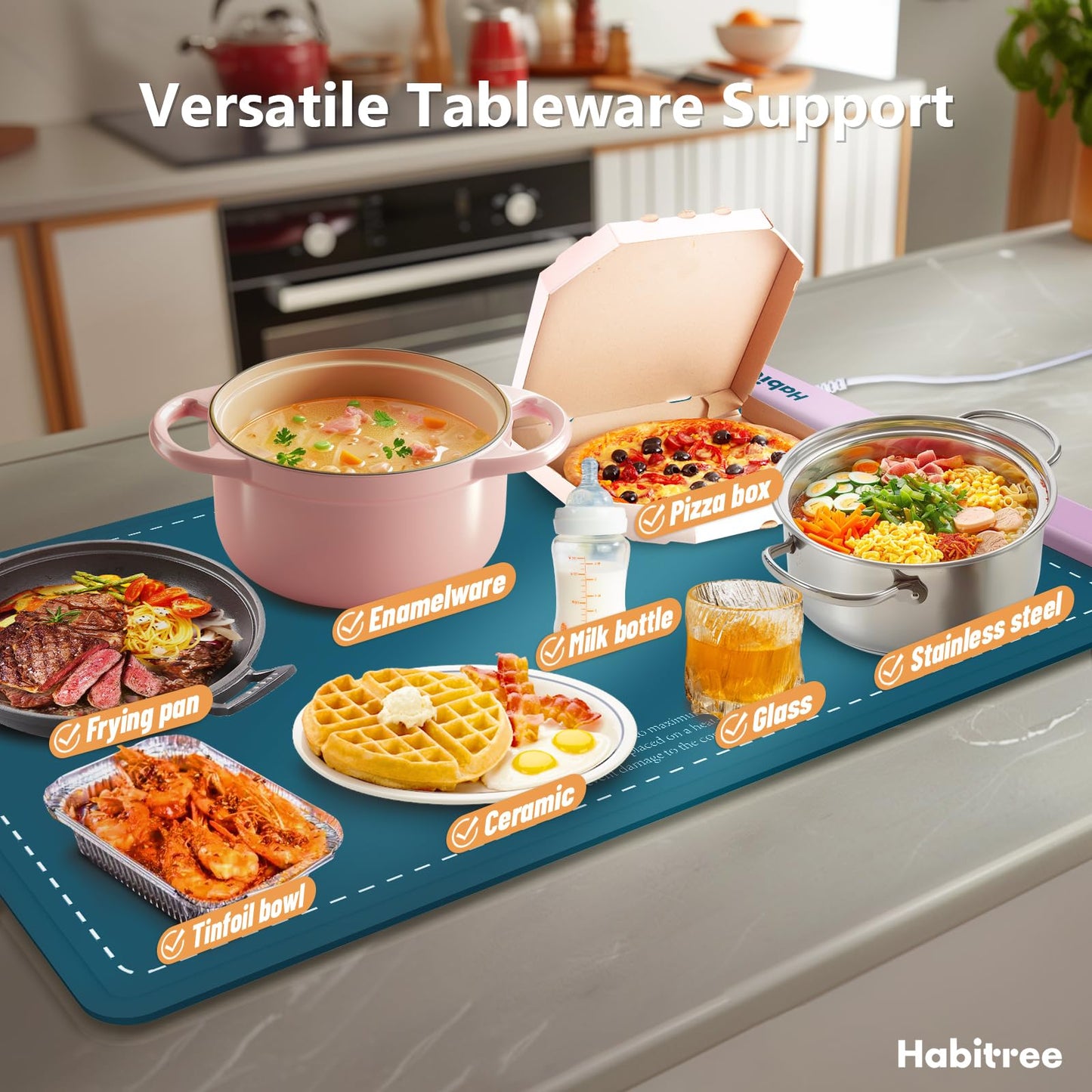 Warming Silicone Mat for Food - Day Gifts Kitchen Gadget, Graphene Rapid Heating, Warming Tray with 6-Level Temp Control, Rollable, Easy Clean - Ideal for Parties, Gatherings (Peacock blue)