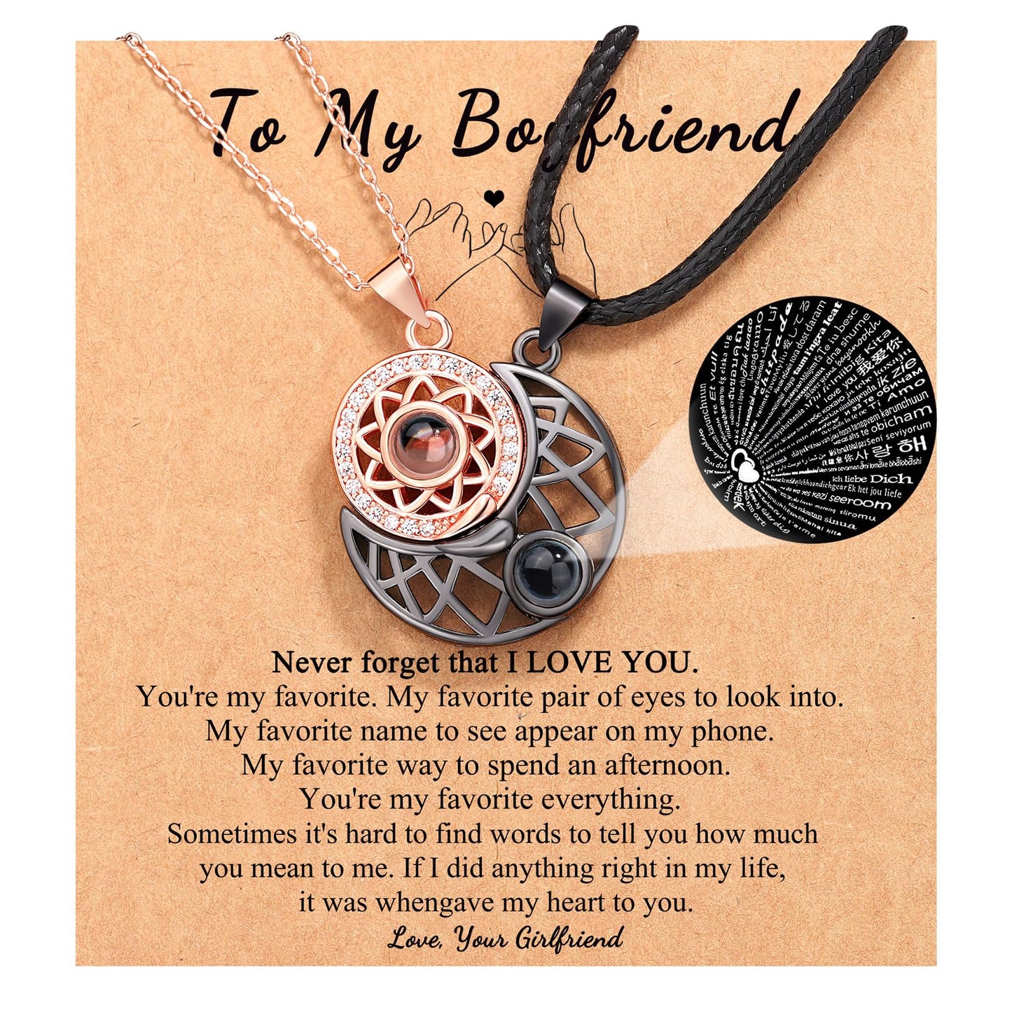 UPROMI Necklace for Boyfriend BF Meaningful Cute Anniversary Valentines Christmas Long Distance Relationship Gifts