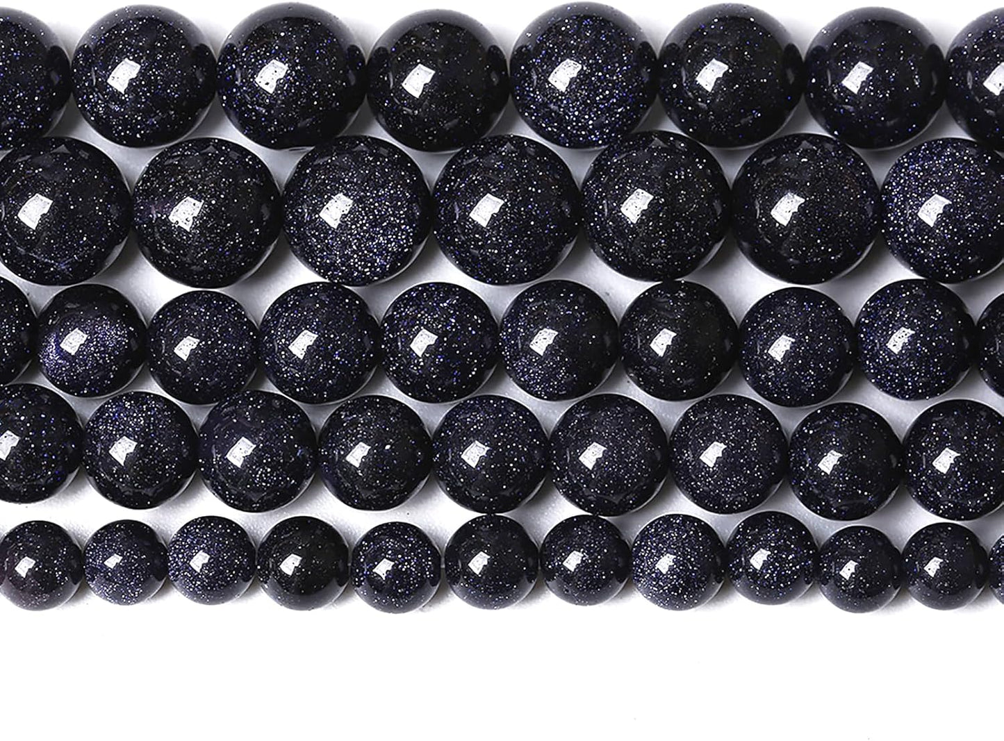 120PCS 6mm Blue Sandstone Gemstone Beads Beads Natural Stone Round Loose Beads for Jewelry Making DIY Bracelet Necklace 32" 2 Strands