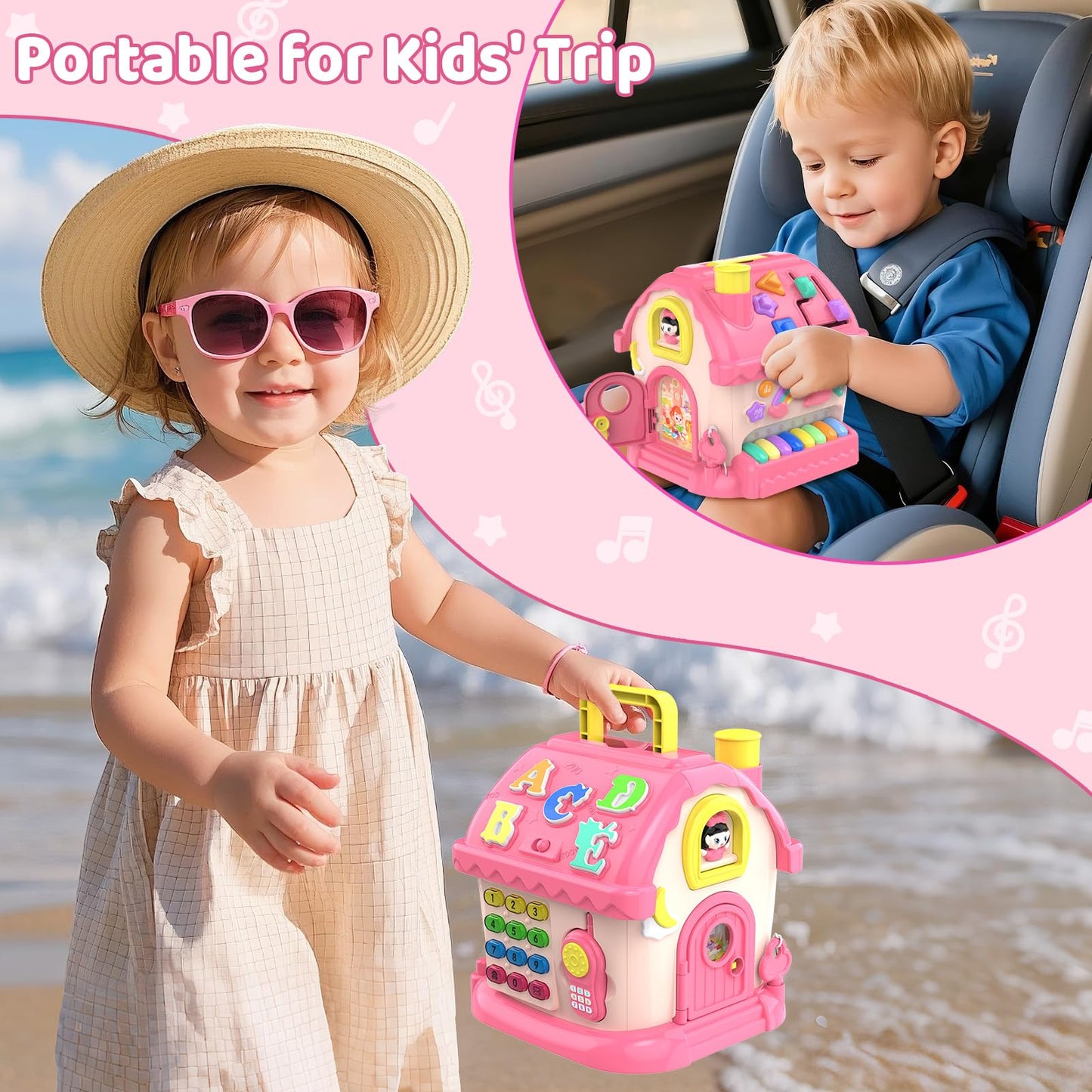 Fidecexv Montessori Toys for 1 Year Old Girl Gifts, 12-in-1 Musical House Toddler Learning Toys for 1-2, 1st First Birthday Gifts for Girls and Boys Baby 6-12 12-18 6-24 Months