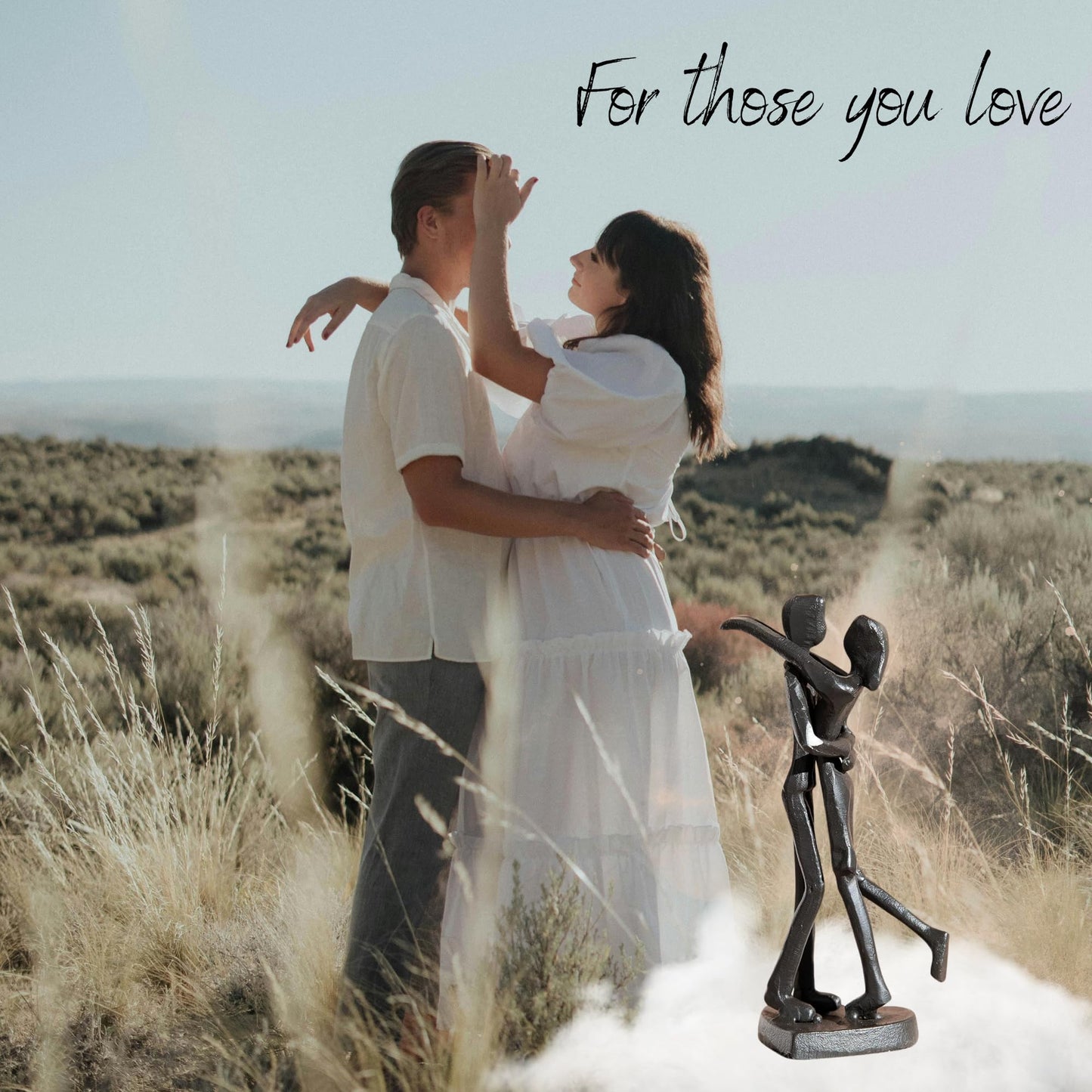SENNESY 6th Anniversary Iron Sculpture Gift – Romantic Couple Statue for Her, Handcrafted Black Metal Decor – Wedding, Valentine’s, Birthday Keepsake – Includes Card
