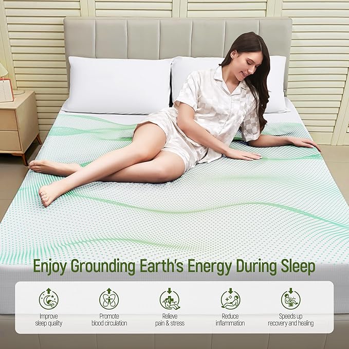 Grounding Sheets Twin XL,90% Cotton+10% Pure Silver Fiber,Grounded Bed Sheet,Deep Pocket Bare Earth Grounding Sheet,Miracle Earth Sheets Well Bedding for Better Sleep & Wellness (White,39"x80"x15")
