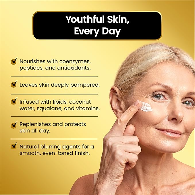 Elixir Day Cream Luxurious Silk Anti-Aging Cream NO Preservatives or Parabens. For All Skin Types,Targets Wrinkles Face,Neck & Decollate Over 50 Skin Nutrients,Collagen,Squalene & Repair Vitamins