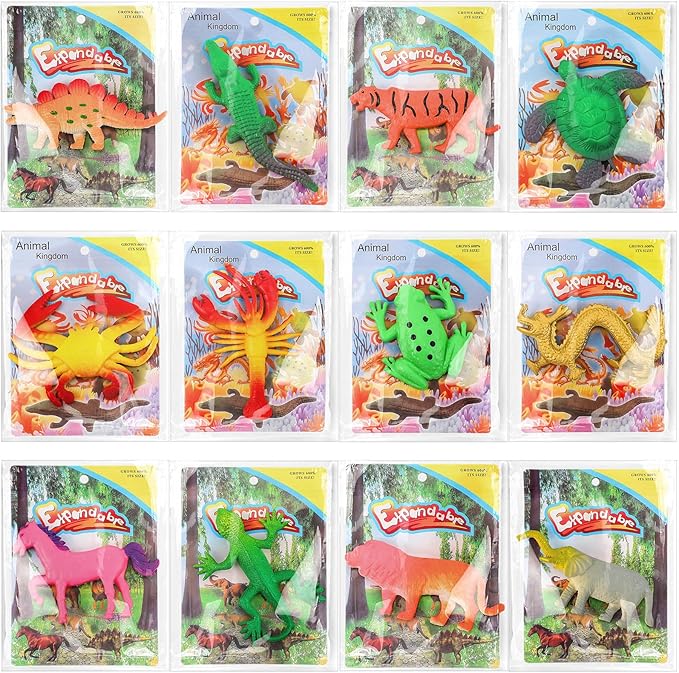 Outus 8 Pieces Growing Animal Creature Expandable Giant Grow 3D Water Creature Set Easter Egg Basket Filler Grow in Water ...