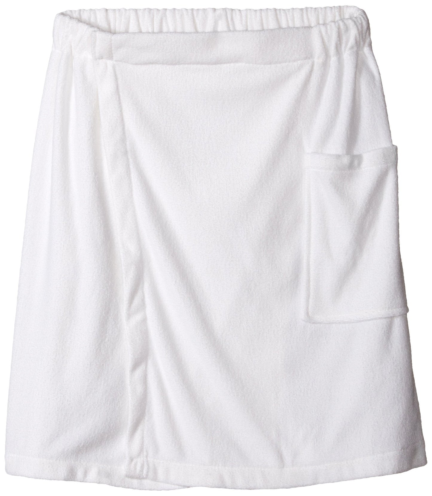 DII Men's Terry Shower Wrap Collection Adjustable with hook and loop and Pocket, 54x20, White