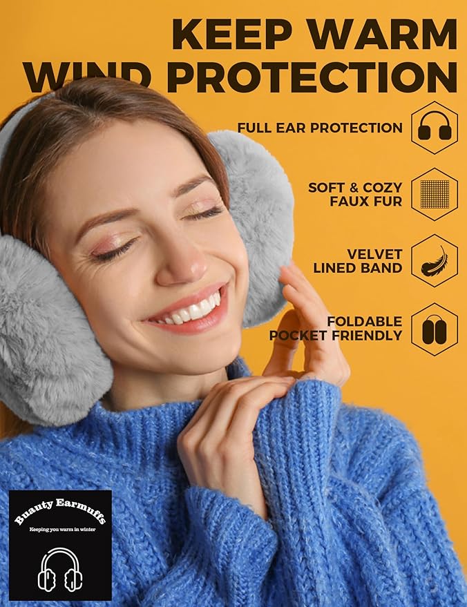 Buauty Ear Muffs Winter Women Men Soft Earmuffs Cute Ear Covers Cold Weather Fluffy Ear Warmers Headband Winter Accessories