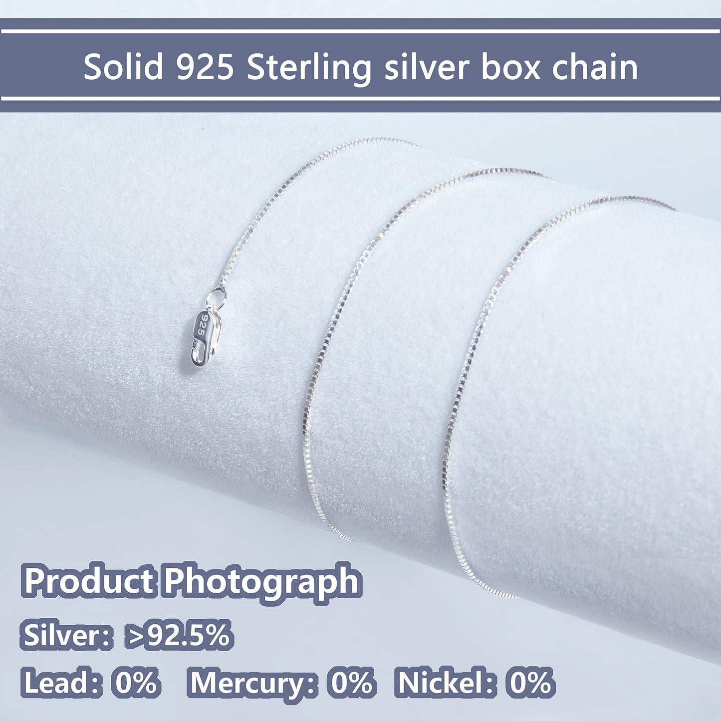 NAG.HC 925 Sterling Silver 0.8MM Box Chain Necklace for women - Available in 18K Gold or Silver or White Gold - Dainty&Thin&Stro