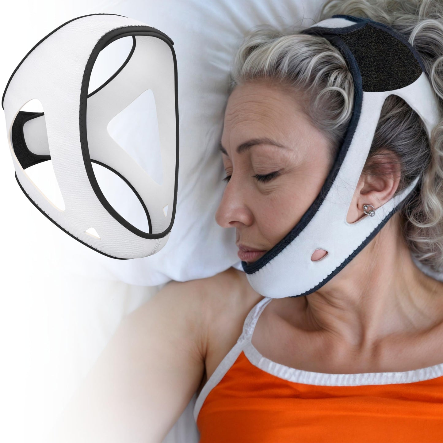 Chin Strap for Sleeping by PrimeSiesta | CPAP Chin Strap in 2 Sizes — Corrects Jaw Position and Improves Airflow — Premium Yamamoto Neoprene — Breathable Anti Snoring Devices for CPAP Users