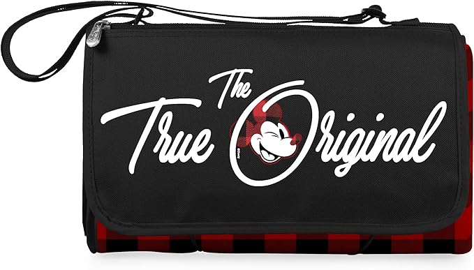 Mickey Mouse - Blanket Tote Outdoor Picnic Blanket, (Red & Black Buffalo Plaid Pattern)